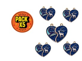 Dije Esmaltado Divisible Corazon Azul S01076 X 5 Unidades